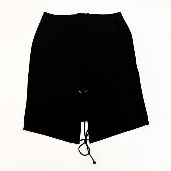 Club Monaco Black Pencil Skirt Waist Tie Adjustable Slit Skirt Size 12 - Picture 5 of 5